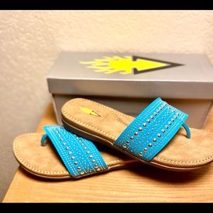 NIB-Volatile Turquoise Studded Comfort Sandals